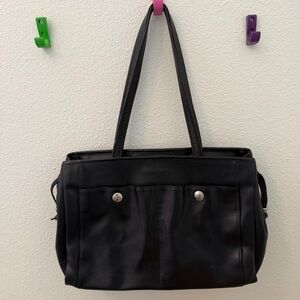 LONGCHAMP black leather tote bag Vintage